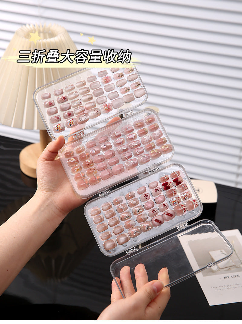 Nail Art Tri-Fold Transparent Storage Box